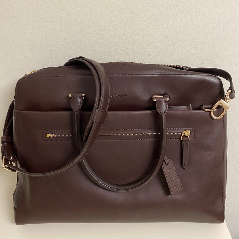 Coach mens leather brief case - Picture 1 of 7